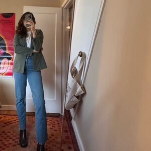 Faux Suede Green Blazer